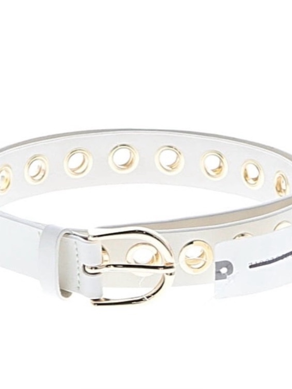 NWOT Anthropologie white Grommet Belt with Gold-Tone Buckle